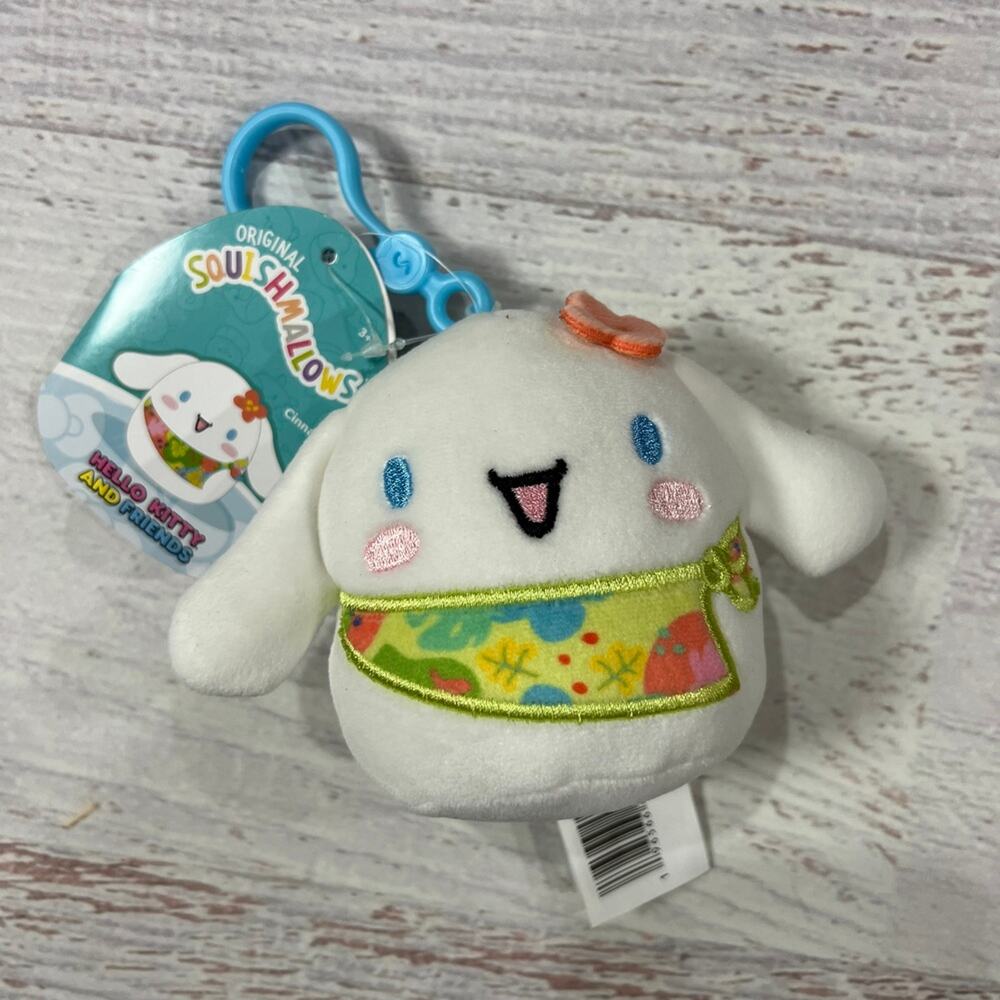 Squishmallow Sanrio 3.5" Clips Cinnamoroll Keychain NEW